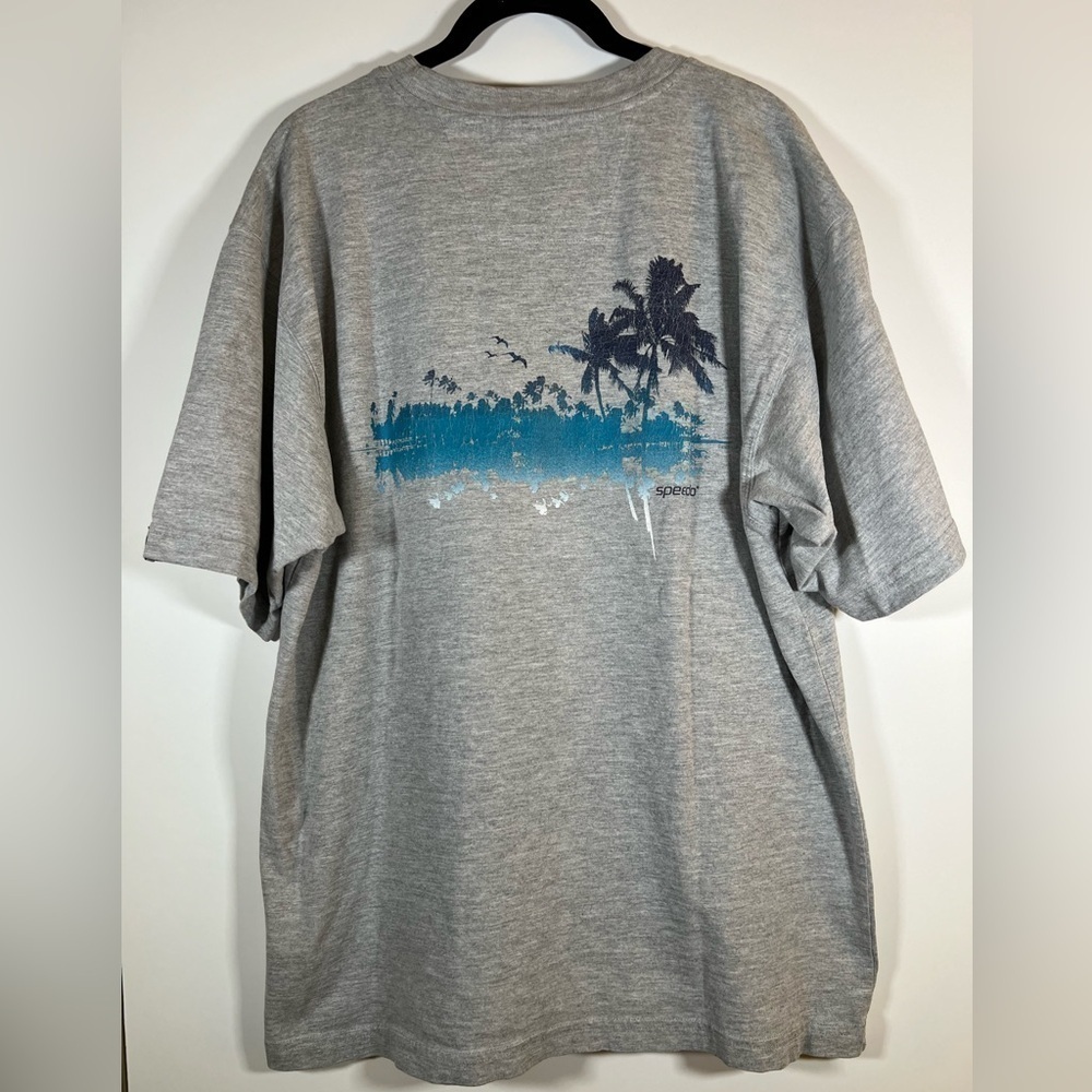 SPEEDO gray short slv tropical hawaiian tshirt floral sz XL swim outdoors
